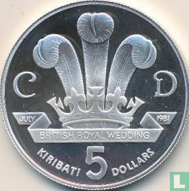 Kiribati 5 dollars 1981 (BE) "2nd anniversary of Independence and Royal Wedding of Prince Charles and Lady Diana" - Image 1