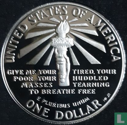 États-Unis 1 dollar 1986 (BE - coloré) "Centenary of the Statue of Liberty - Rhode Island" - Image 2