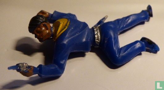 Cowboy lying with revolver (blue) - Image 1
