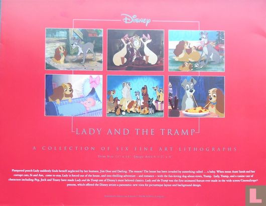Lady and the tramp 101 Dalmatiers Disney a collection of 6 fine arts lithographs - Afbeelding 2