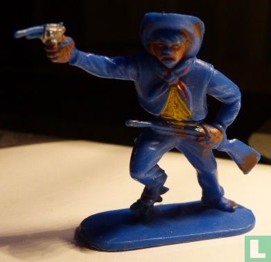 Cowboy with rifle and revolver at the ready (blue) - Image 1