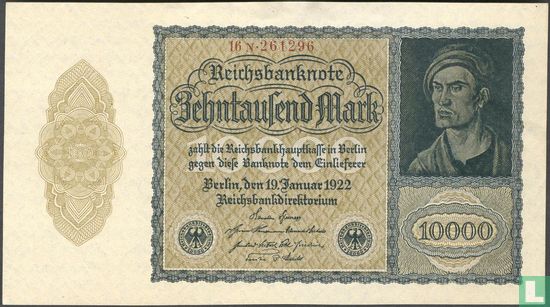 Germany 10,000 Mark 1922 (P.72 - Ros.69c) - Image 1