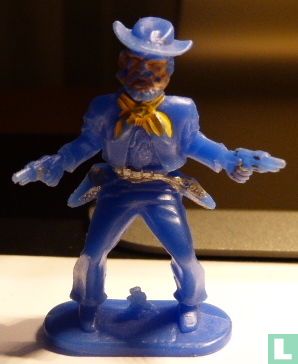 Cowboy met 2 revolvers schietend vanuit heup (blauw) - Afbeelding 1
