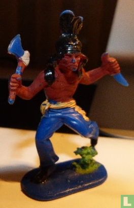 Indiaan met tomahawk en dolk (blauw) - Afbeelding 1