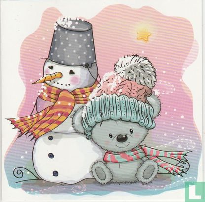 Sneeuwpop en knuffelbeer - Afbeelding 1