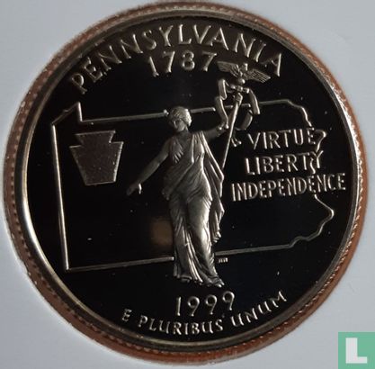 États-Unis ¼ dollar 1999 (BE - cuivre recouvert de cuivre-nickel) "Pennsylvania" - Image 1