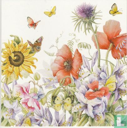 Bloemen en vlinders - Afbeelding 1