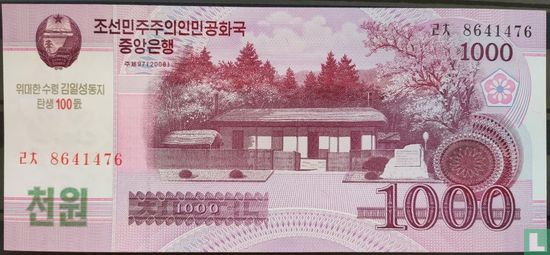 Noord-Korea 1000 Won  2008 100th Anniversary of Kim Il Sung   - Afbeelding 1