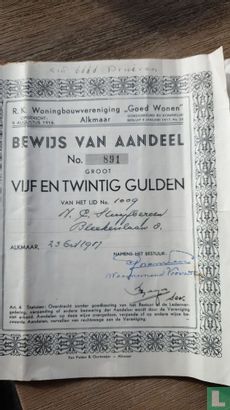 Aandeel 25 gulden 1916  Goed Wonen - Image 1