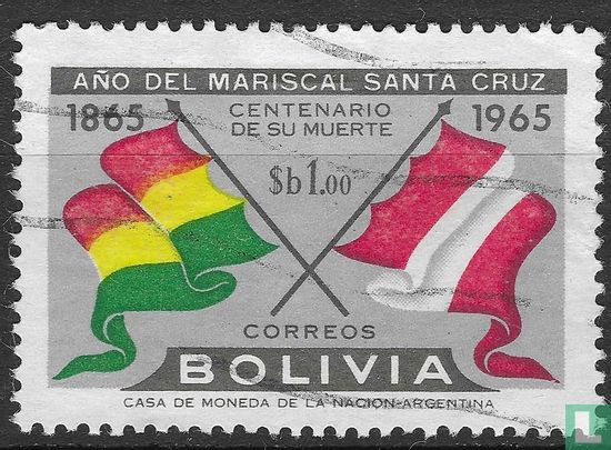 Vlaggen Bolivia en Peru
