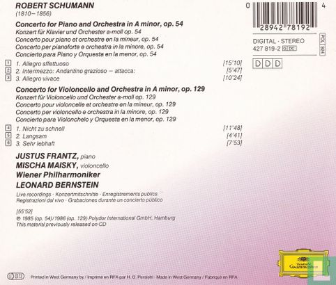 Schumann   Piano Concerto - Cello Concerto - Afbeelding 2
