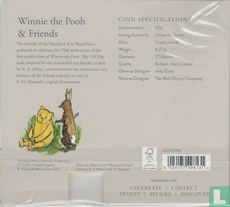 United Kingdom 50 pence 2021 (folder - coloured) "95th anniversary First publication of Winnie the Pooh - Winnie the Pooh & Friends" - Image 2
