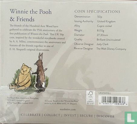 Verenigd Koninkrijk 50 pence 2021 (folder - kleurloos) "95th anniversary First publication of Winnie the Pooh - Winnie the Pooh & Friends" - Afbeelding 2