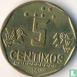 Pérou 5 céntimos 1992 - Image 2