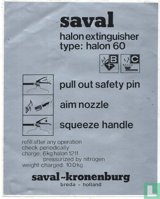 Saval halon extinguisher type halon 60