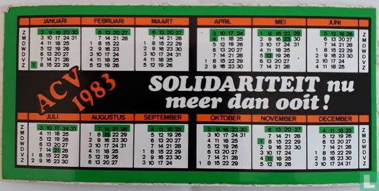ACV kalender 1983  SOLIDARITEIT nu meer dan ooit