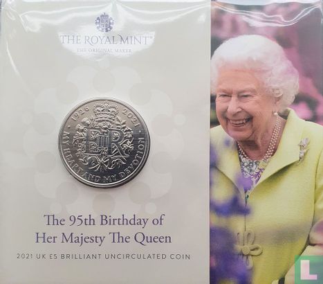 Verenigd Koninkrijk 5 pounds 2021 (folder) "95th Birthday of Queen Elizabeth II" - Afbeelding 1