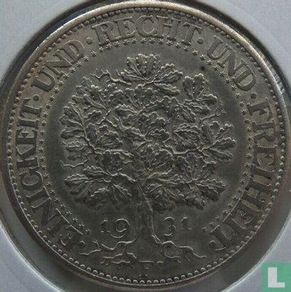 Duitse Rijk 5 reichsmark 1931 (F) - Afbeelding 1