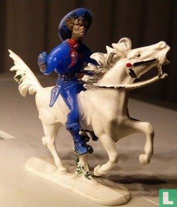 Cowboy zu Pferd mit Revolver (blau) - Bild 3