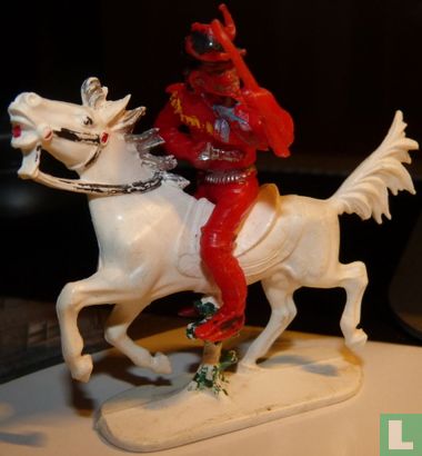 Cowboy with whip and revolver on horseback (red) - Image 3