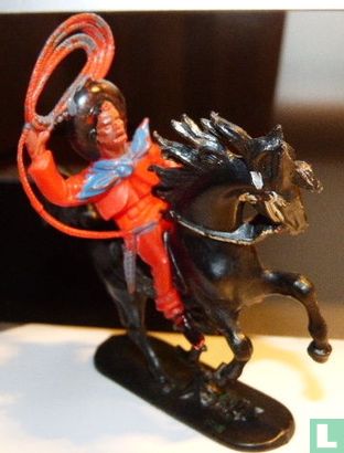 Cowboy à cheval avec lasso (rouge) - Image 3