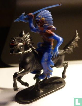 Häuptling zu Pferd mit Speer (blau) - Bild 3