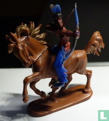 Indiaan te paard met pijl en boog (blauw) - Afbeelding 3