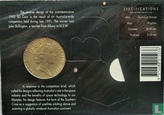Australië 5 dollars 1992 (folder) "International Space Year" - Afbeelding 2