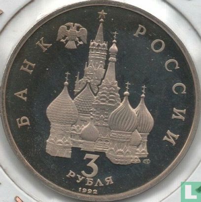Rusland 3 roebels 1992 "750th anniversary Battle of Chudskoye Lake" - Afbeelding 1