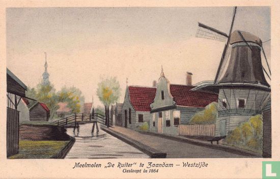 04. Meelmolen "De Ruiter" te Zaandam - Westzijde Gesloopt in 1864 - Afbeelding 1