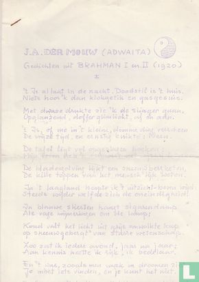 J.A. dèr Mouw (Adwaita) Gedichten uit Brahman I en II (1920) - Image 1
