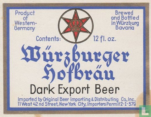 Würzburger Hofbräu Dark Export Beer