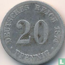 German Empire 20 pfennig 1874 (G - type 1) - Image 1