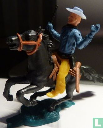 Cowboy te paard (blauw) - Afbeelding 1