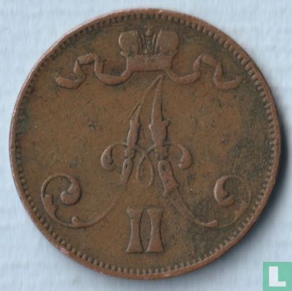 Finland 5 penniä 1875 (big pearl in crown) - Image 2
