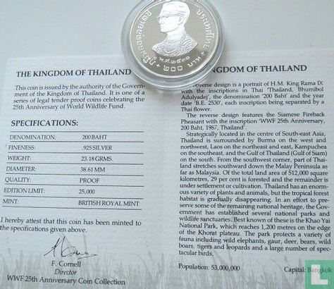 Thaïlande 200 baht 1987 (BE2530 - BE) "25th anniversary World Wildlife Fund" - Image 3