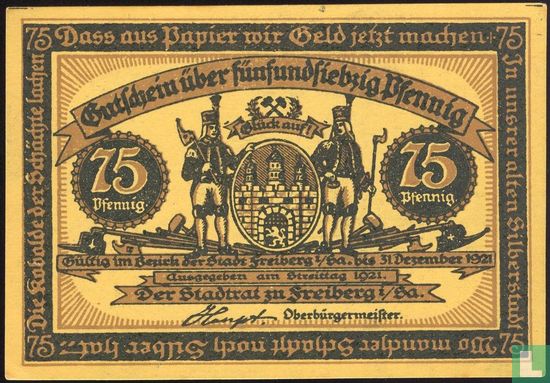 Freiberg, City - 75 Pfennig (4) 1921 - Image 1