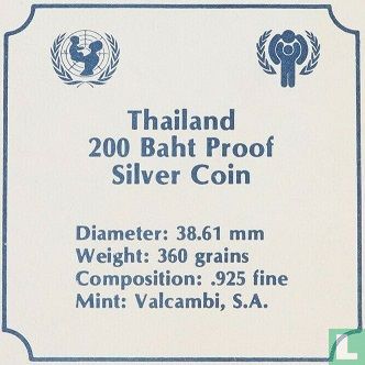 Thailand 200 baht 1981 (BE2524 - PROOF) "International Year of the Child" - Image 3