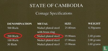 Cambodge 200 riels 1994 (BE2538) - Image 3