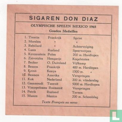 Beschrijvingskaart Don Diaz - Olympische Spelen Mexico 1968 - Image 1