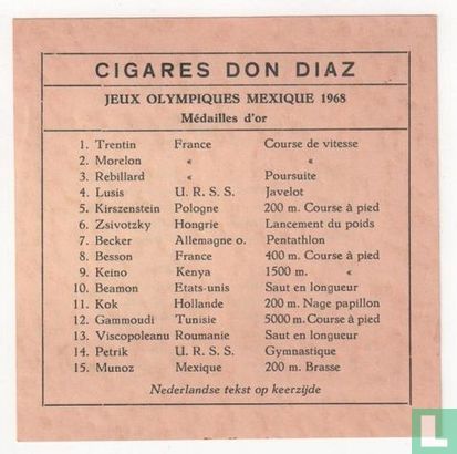 Beschrijvingskaart Don Diaz - Olympische Spelen Mexico 1968 - Image 2