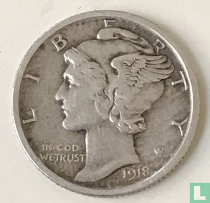 États-Unis 1 dime 1918 (sans lettre) - Image 1