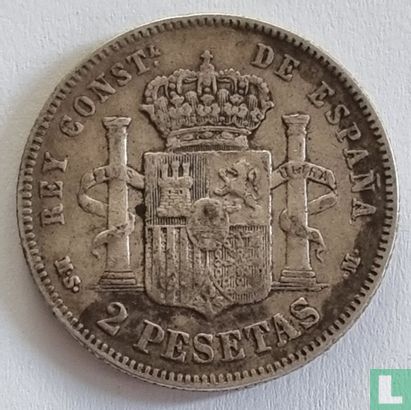 Spanje 2 peseta 1881 - Afbeelding 2