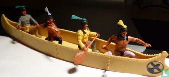 Indianen in grote kano - Afbeelding 1