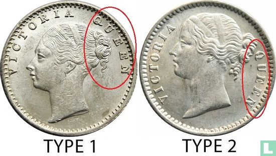 Inde britannique ¼ rupee 1840 (type 2) - Image 3