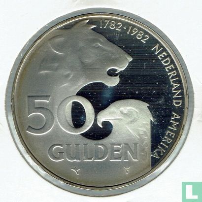 Nederland 50 gulden 1982 (PROOF - zilver) "200th anniversary of Dutch-American friendship" - Afbeelding 1