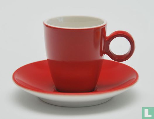 Tasse et soucoupe - Rouge - Porcelaine de Maastricht - Image 1