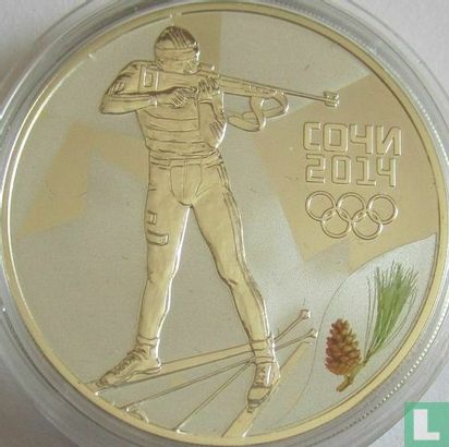 Rusland 3 roebels 2014 (PROOF) "Winter Olympics in Sochi - Biathlon" - Afbeelding 2