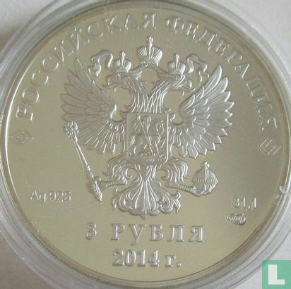 Russia 3 rubles 2014 (PROOF) "Winter Olympics in Sochi - Ski jumping" - Image 1