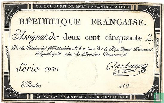 Frankreich 250 Livres An II (1793) - Bild 1